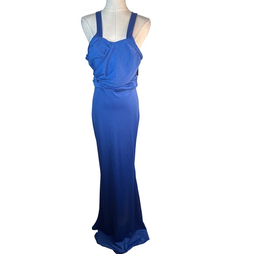 New Miss Ord Royal Blue Large Empire Waist Gown With Crisscross Back - Picture 2 of 13